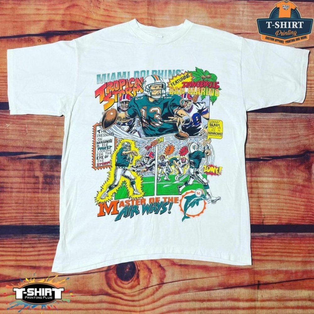 Vintage NFL Dan Marino Miami Dolphins Comic Series T-Shirt, Dan Marino Shirt, Mi